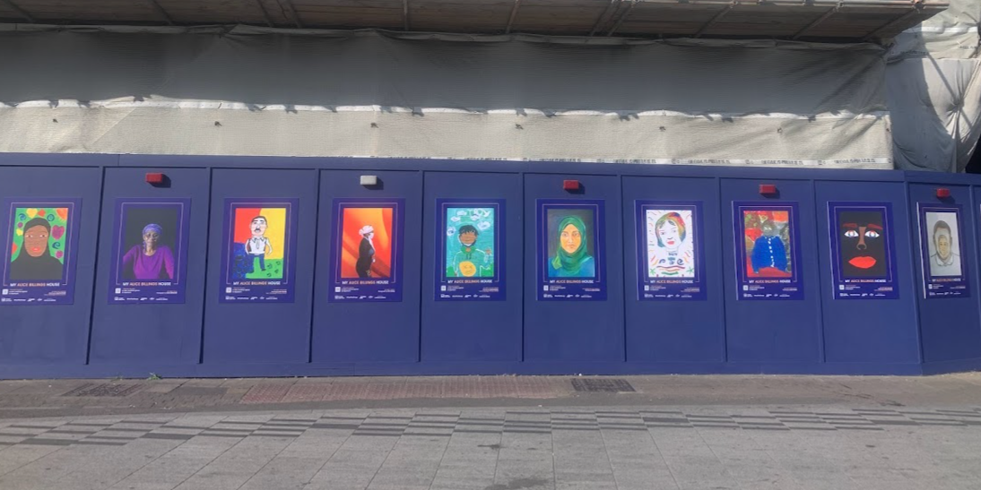 Paintings adorn the outside